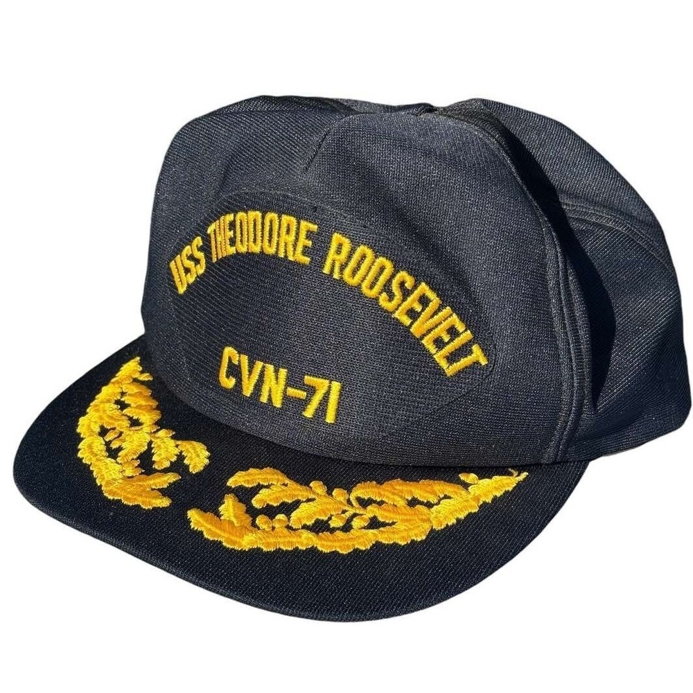 VTG USS Theodore Roosevelt CVN-71 US Navy Military Hat‎ Snap Cap 10 Made In USA